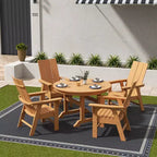 WestinTrends 5 Piece Outdoor Patio Dining Round Table and Modern Armchair Set