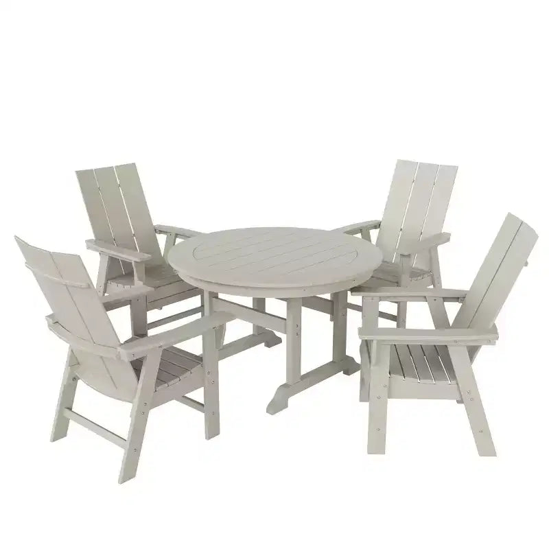 WestinTrends 5 Piece Outdoor Patio Dining Round Table and Modern Armchair Set