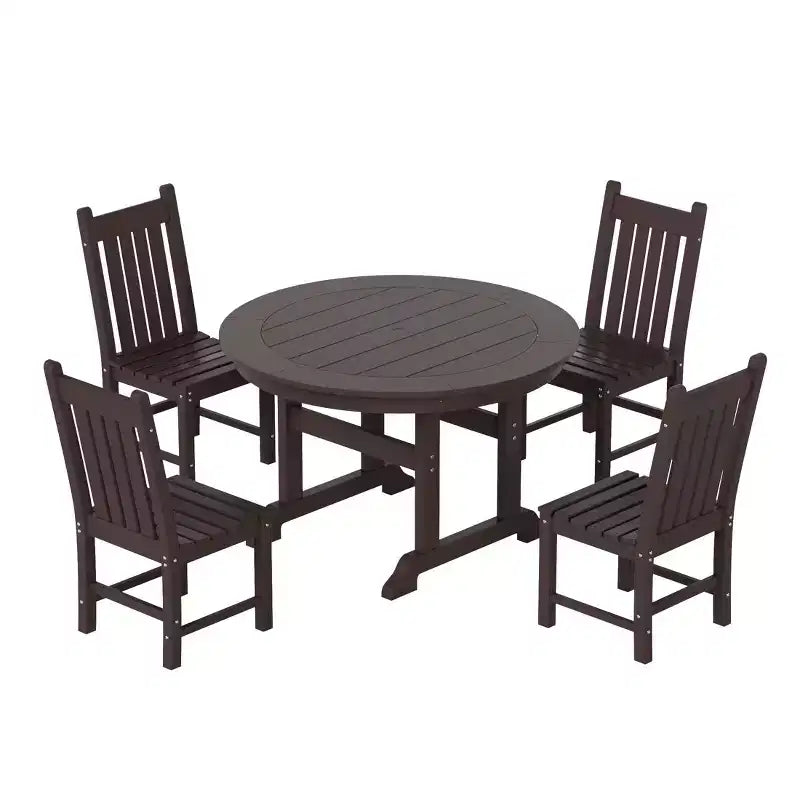 WestinTrends 5 Piece Outdoor Patio Dining Set Outdoor Round Table and Chair Set