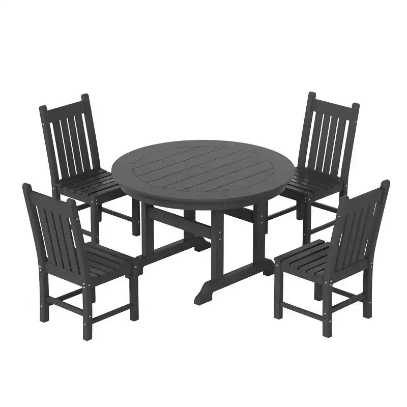 WestinTrends 5 Piece Outdoor Patio Dining Set Outdoor Round Table and Chair Set