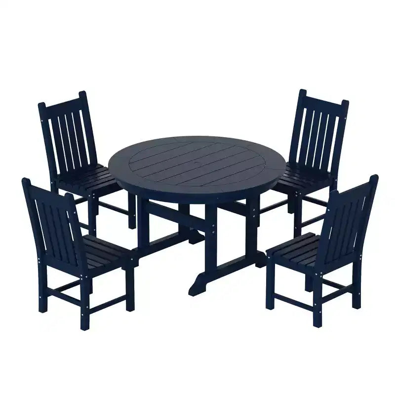 WestinTrends 5 Piece Outdoor Patio Dining Set Outdoor Round Table and Chair Set