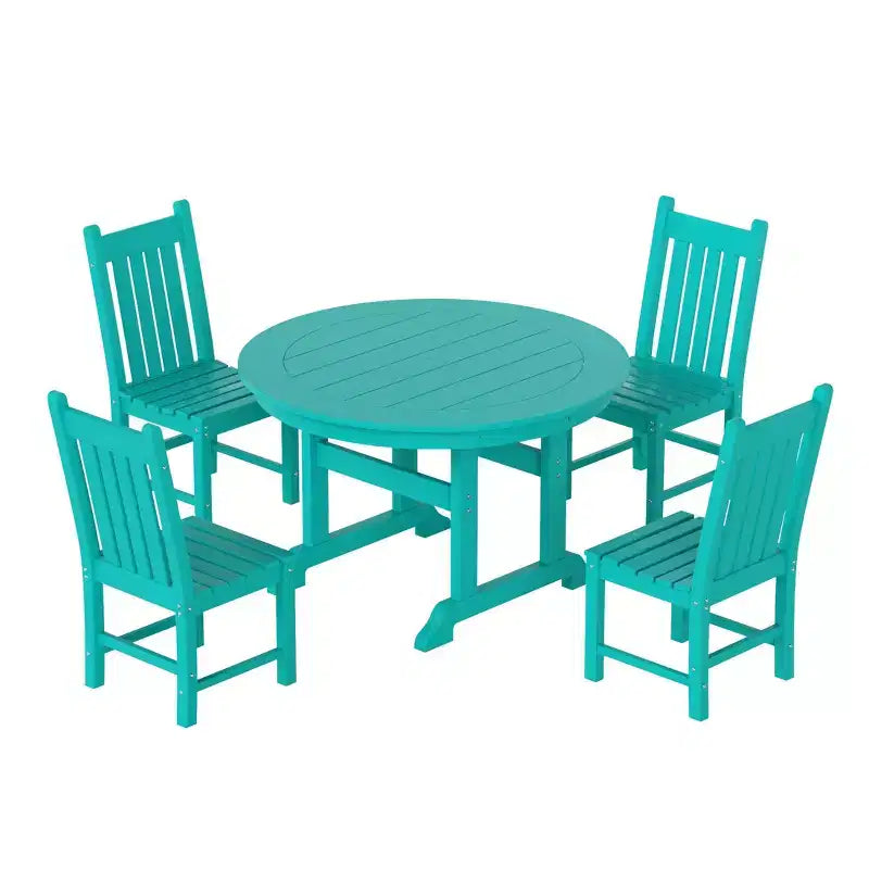 WestinTrends 5 Piece Outdoor Patio Dining Set Outdoor Round Table and Chair Set