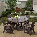 WestinTrends 5 Piece Outdoor Patio Dining Round Table and Shell Back Armchair Set