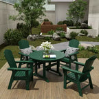 WestinTrends 5 Piece Outdoor Patio Dining Round Table and Shell Back Armchair Set