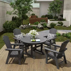 WestinTrends 5 Piece Outdoor Patio Dining Round Table and Shell Back Armchair Set
