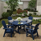 WestinTrends 5 Piece Outdoor Patio Dining Round Table and Shell Back Armchair Set