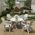 WestinTrends 5 Piece Outdoor Patio Dining Round Table and Shell Back Armchair Set