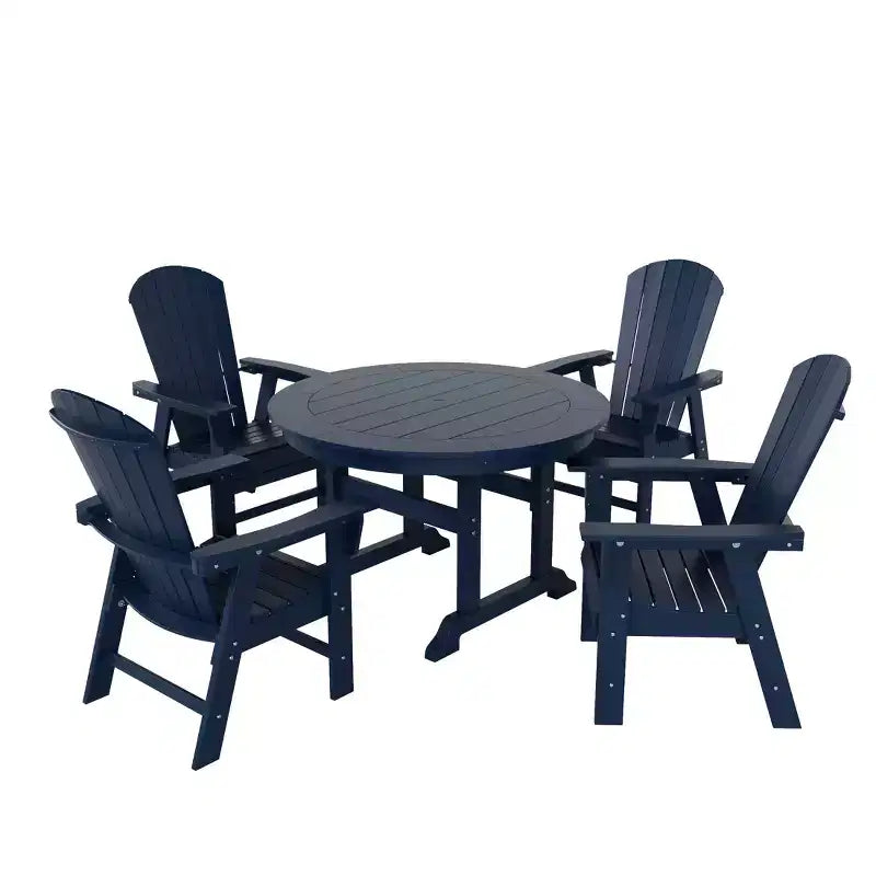 WestinTrends 5 Piece Outdoor Patio Dining Round Table and Shell Back Armchair Set