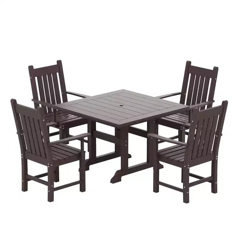 WestinTrends 5 Piece Outdoor Patio Dining Set Outdoor Square Table and Armchair Set
