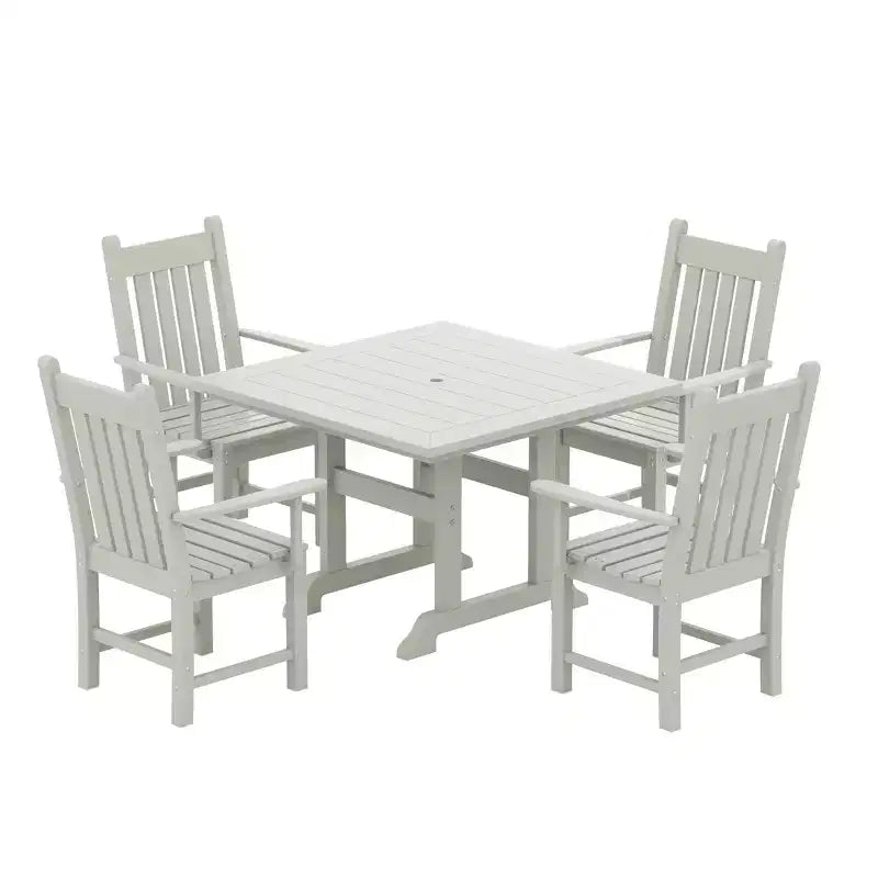 WestinTrends 5 Piece Outdoor Patio Dining Set Outdoor Square Table and Armchair Set