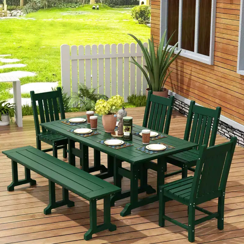 WestinTrends 6 Piece Outdoor Patio Dining Set Outdoor Table and Bench Chair Set