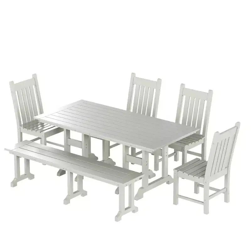 WestinTrends 6 Piece Outdoor Patio Dining Set Outdoor Table and Bench Chair Set