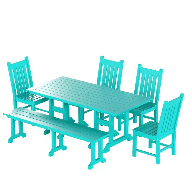 WestinTrends 6 Piece Outdoor Patio Dining Set Outdoor Table and Bench Chair Set