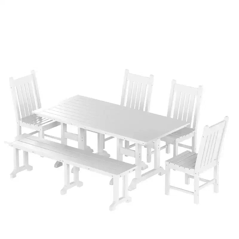 WestinTrends 6 Piece Outdoor Patio Dining Set Outdoor Table and Bench Chair Set