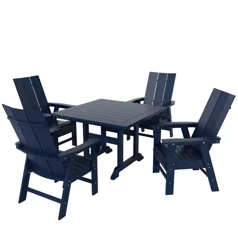 WestinTrends 5 Piece Outdoor Patio Dining Square Table and Modern Armchair Set