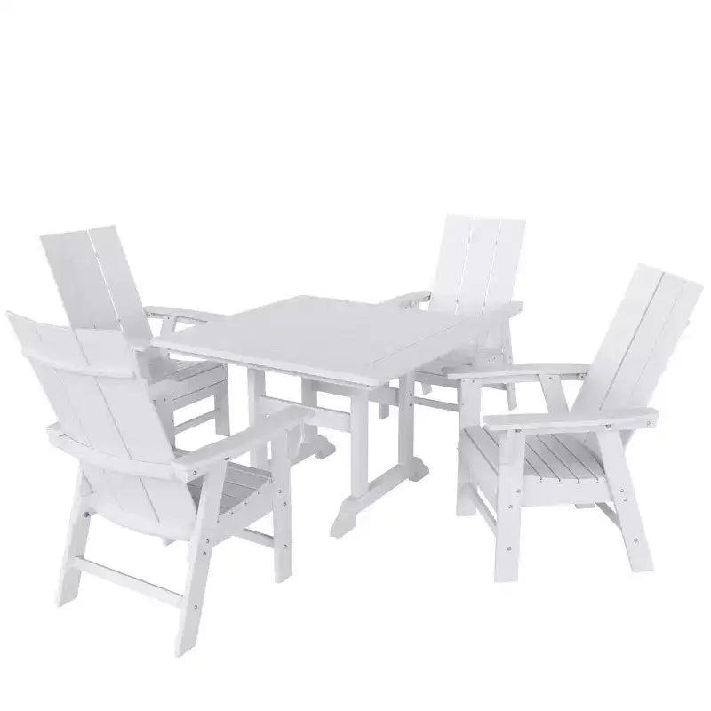 WestinTrends 5 Piece Outdoor Patio Dining Square Table and Modern Armchair Set