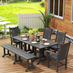 WestinTrends 6 Piece Outdoor Patio Dining Set Outdoor Table and Bench Armchair Set