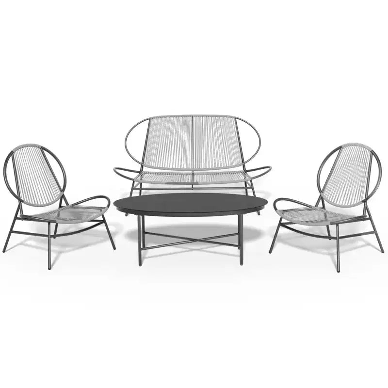 Hyleory 4-piece Outdoor Acapulco Dining Sets (Include One Oval Table and Three PE Rattan Chairs)