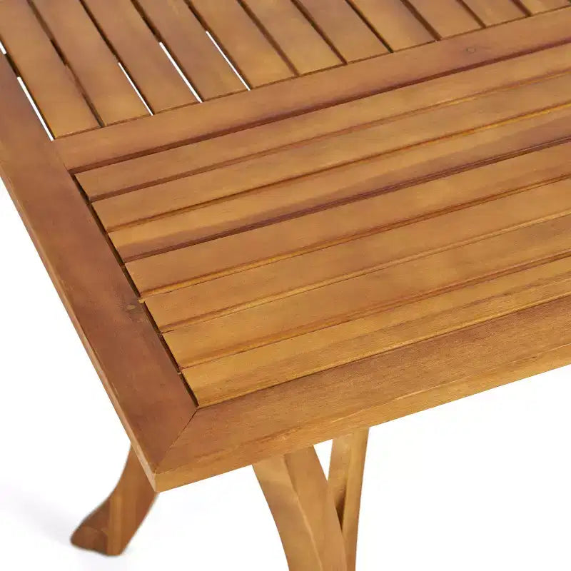 GDFStudio Baia Outdoor Acacia Wood 7 Piece Dining Set with Cushion, Teak/Cream