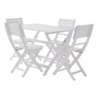 GDFStudio Rabion Outdoor Acacia Wood 5 Piece Folding Dining Set, White