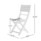 GDFStudio Rabion Outdoor Acacia Wood 5 Piece Folding Dining Set, White