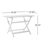 GDFStudio Rabion Outdoor Acacia Wood 5 Piece Folding Dining Set, White