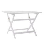 GDFStudio Rabion Outdoor Acacia Wood 5 Piece Folding Dining Set, White