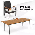 Costway 9 PCS Outdoor Patio Dining Set Armchairs Set of 8 and Acacia Wood Square Table