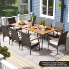 Costway 9 PCS Outdoor Patio Dining Set Armchairs Set of 8 and Acacia Wood Square Table