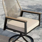 Captiva Designs 9pc Outdoor Dining Rectangle Steel Table and Thick Cushion Fixed Wicker Chairs