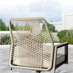 Captiva Designs 9pc Outdoor Dining Rectangle Steel Table and Thick Cushion Fixed Wicker Chairs
