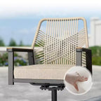 Captiva Designs 9pc Outdoor Dining Rectangle Steel Table and Thick Cushion Fixed Wicker Chairs